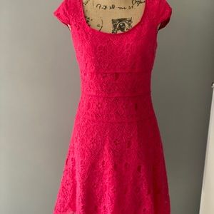 Summer cap sleeve pink lace dress